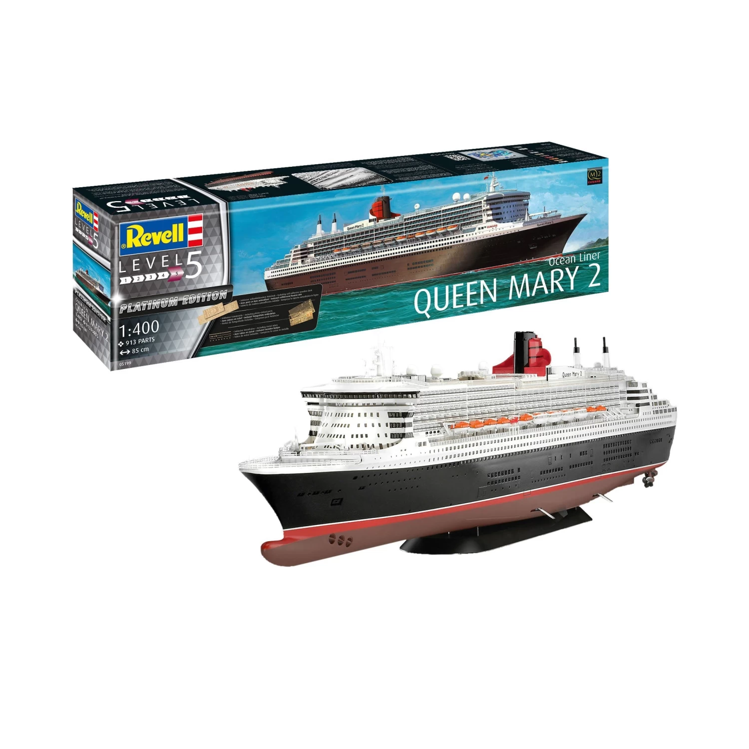Revell 1/400 Ocean Liner Queen Mary 2 Platinum Edition - Image 6