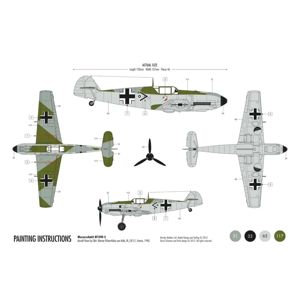Airfix 1/72 Messerschmitt Bf109E Starter Set