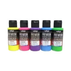 Vallejo 62102 Premium Colour Fluos Colors 5 Colour Set Acrylic Airbrush Paint
