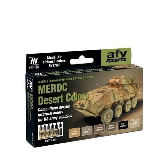 Vallejo 71212 Model Air MERDC Desert 6 Colour Acrylic Paint Set - Image 2