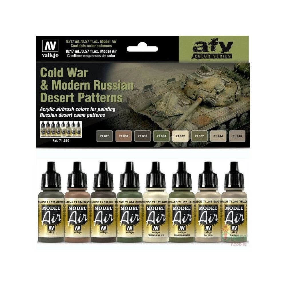 Vallejo 71620 Model Air Cold War And Modern Russian Desert Patterns 8 Colour Acrylic Paint Set - Image 2