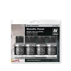 Vallejo 77601 Metal Colour Metallic Panel 4 Colour Acrylic Paint Set
