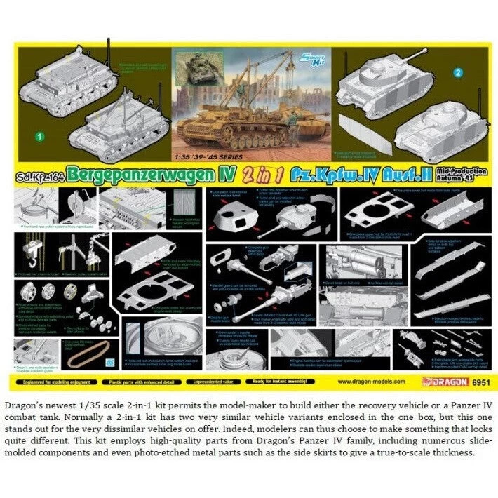 Dragon 6951 1/35 Bergepanzer IV / Pz.IV H 2 In 1 Plastic Model Kit