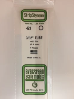 Evergreen 423 White Polystyrene Round Tube 0.093 X 24 / 2.4mm X 61cm
