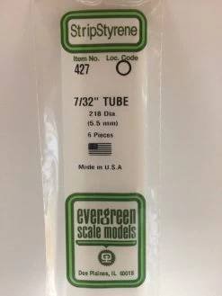 Evergreen 427 White Polystyrene Round Tube 0.219 X 24 / 5.6mm X 61cm