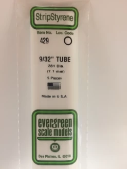 Evergreen 429 White Polystyrene Round Tube 0.281 X 24 / 7.1mm X 61cm