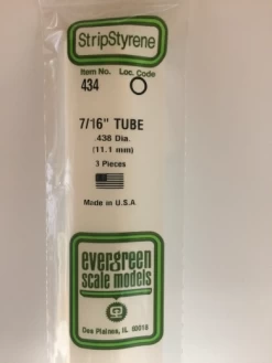 Evergreen 434 White Polystyrene Round Tube 0.438 X 24 / 11.1mm X 61cm