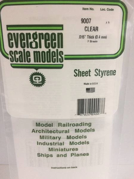 Evergreen 9007 Clear Polystyrene Sheet 0.015 X 6 X 12 / 0.38mm X 15cm X 30cm - Image 2