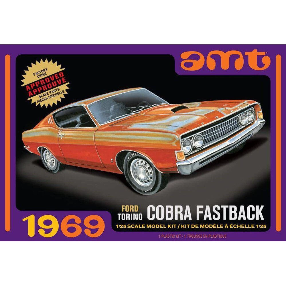 AMT 1217M 1/25 1969 Ford Torino Cobra Fastback 2T Plastic Model Kit