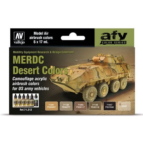 Vallejo 71212 Model Air MERDC Desert 6 Colour Acrylic Paint Set